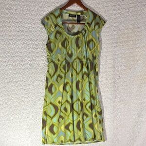 Axcess Blue and Yellow Patterned Midi Dress